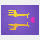 愛でかわいい漫画キリンのカップル フリースブランケット (正面(横))