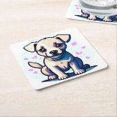 愛できる研究室 スクエアペーパーコースター (アングル)