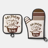 愛ですべてをシーズンに入❤️れ 鍋つかみ&鍋敷きセット (正面)