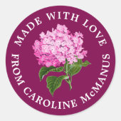 愛でつくられたマゼンタアジサイとピンクアジサイ ラウンドシール (正面)