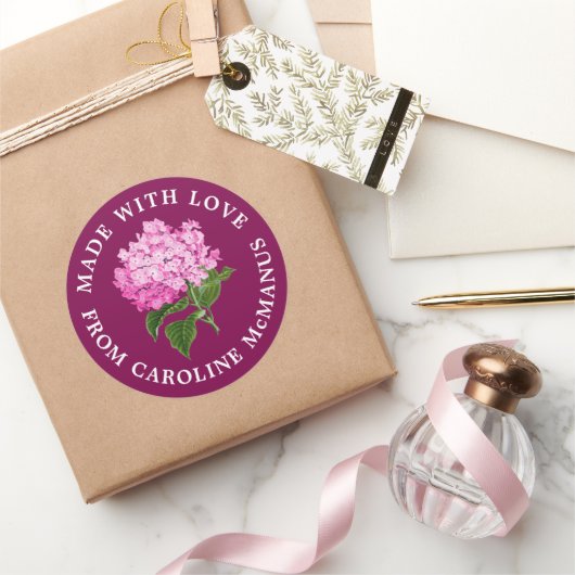 愛でつくられたマゼンタアジサイとピンクアジサイ ラウンドシール (ギフト)