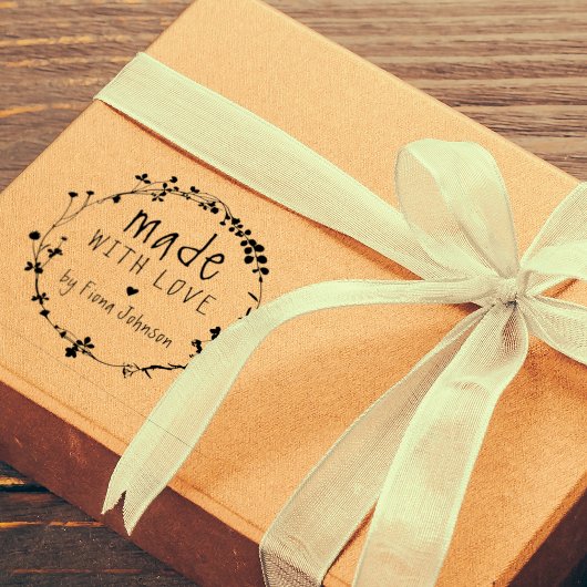 愛でつくられた手描き野花リース ラバースタンプ