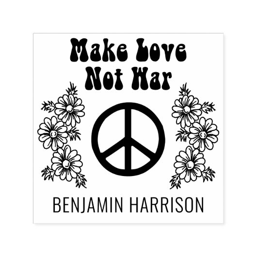 愛ではなく戦争の平和サインデイジー花の名前 セルフインキングスタンプ (デザイン)