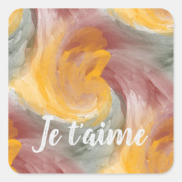 愛でオレンジ色の緑のパインタリー水色を絞る スクエアシール