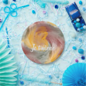 愛でオレンジ色の緑のパインタリー水色を絞る ペーパープレート (パーティー)