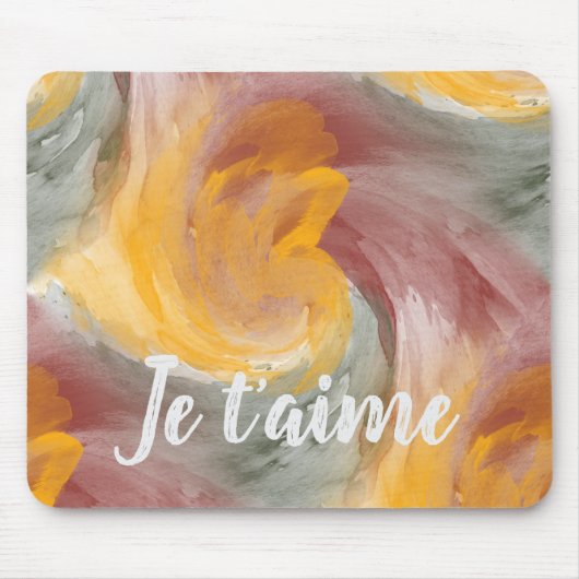 愛でオレンジ色の緑のパインタリー水色を絞る マウスパッド (正面)