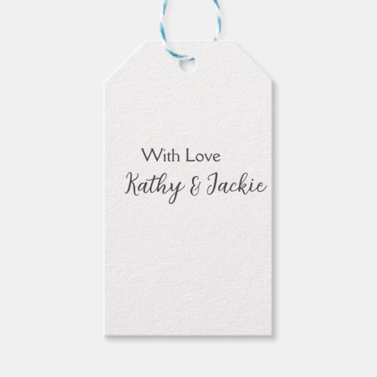 愛でカップルの名前結婚のシンプルミニマル ギフトタグ (正面)