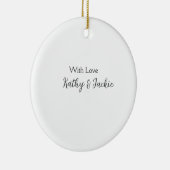 愛でカップルの名前結婚のシンプルミニマル セラミックオーナメント (右)