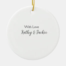 愛でカップルの名前結婚のシンプルミニマル セラミックオーナメント