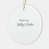 愛でカップルの名前結婚のシンプルミニマル セラミックオーナメント (左)