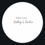 愛でカップルの名前結婚のシンプルミニマル ラウンドシール<br><div class="desc">ガーリーデザイン</div>