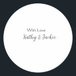 愛でカップルの名前結婚のシンプルミニマル ラウンドシール<br><div class="desc">ガーリーデザイン</div>