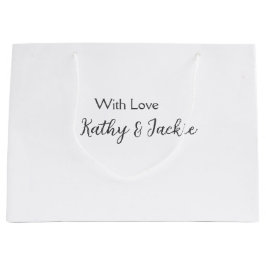 愛でカップルの名前結婚のシンプルミニマル ラージペーパーバッグ