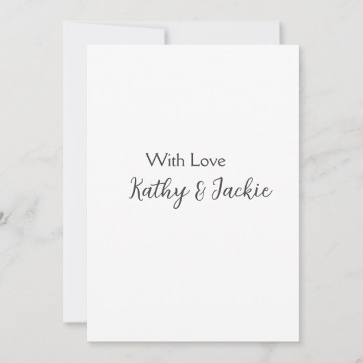 愛でカップルの名前結婚のシンプルミニマル 招待状 (正面)