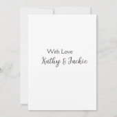 愛でカップルの名前結婚のシンプルミニマル 招待状 (裏面)