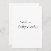 愛でカップルの名前結婚のシンプルミニマル 招待状 (正面/裏面)