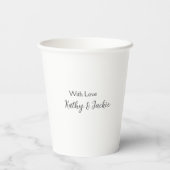愛でカップルの名前結婚のシンプルミニマル 紙コップ (裏面)