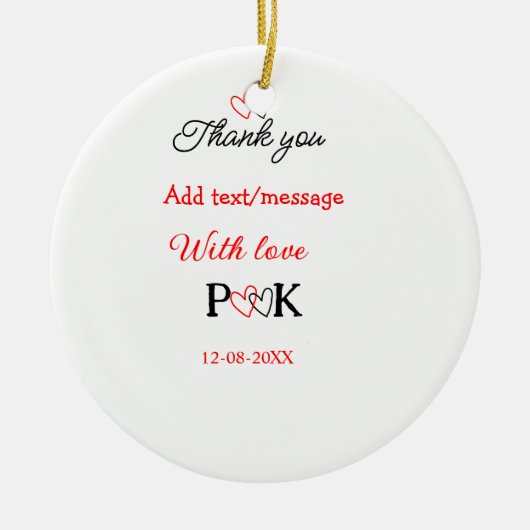 愛でカップル名感謝してい字を追加する セラミックオーナメント (正面)