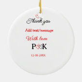 愛でカップル名感謝してい字を追加する セラミックオーナメント (裏面)