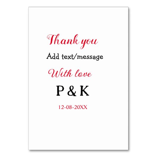 愛でカップル名感謝してい字を追加する テーブルナンバー (正面)