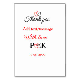 愛でカップル名感謝してい字を追加する テーブルナンバー