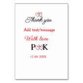 愛でカップル名感謝してい字を追加する テーブルナンバー (裏面)