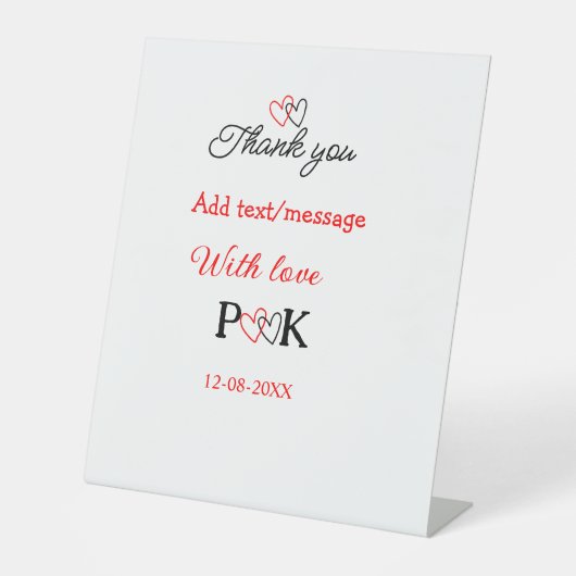 愛でカップル名感謝してい字を追加する 台座サイン (正面)