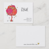 愛でキラキラしたピンクのパッチツリーバードで作られる 名刺 (正面/裏面)