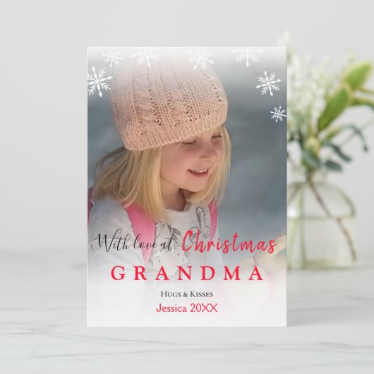 愛でクリスマスおばあちゃん写真スノーフレークホリデー (スタンド正面)
