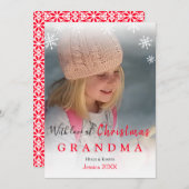 愛でクリスマスおばあちゃん写真スノーフレークホリデー (正面/裏面)