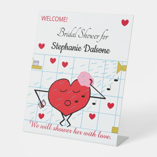 愛でシャワーを浴びる – ブライダルシャワー: 台座サイン (正面)