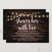 愛でシャワーを浴び素朴るブライダルシャワー 招待状 (正面/裏面)