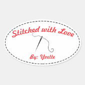 愛でステッチ 楕円形シール (正面)