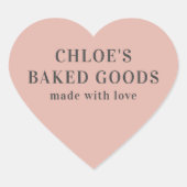 愛でパーソナライズされた作られたピンクのハート ハートシール (正面)