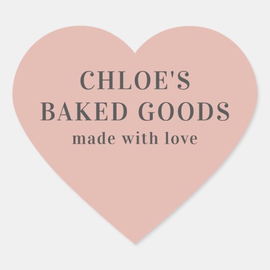 愛でパーソナライズされた作られたピンクのハート ハートシール (正面)