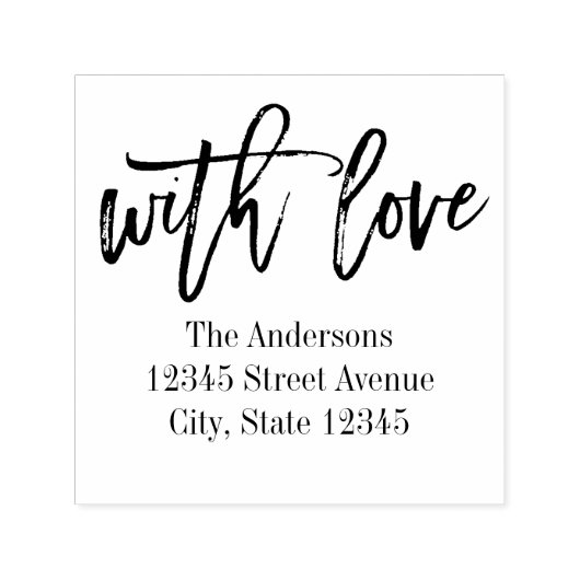 愛でブラシ仕上げ差出人住所自己の印鑑 セルフインキングスタンプ (デザイン)