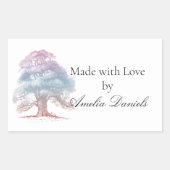 愛で作ったオークの木 長方形シール (正面)