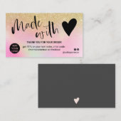 愛で作ったシック感謝していな金ゴールドホログラフィック 名刺 (正面/裏面)