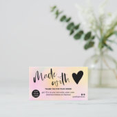 愛で作った感謝していピンク色の黄色のグラデーション 名刺 (スタンド正面)