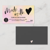 愛で作った感謝していピンク色の黄色のグラデーション 名刺 (正面/裏面)