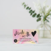 愛で作った感謝していマーブルピンクのグリッター 名刺 (スタンド正面)