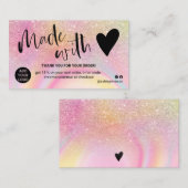 愛で作った感謝していマーブルピンクのグリッター 名刺 (正面/裏面)