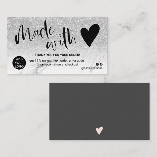 愛で作った白感謝してい大理石 名刺 (正面/裏面)