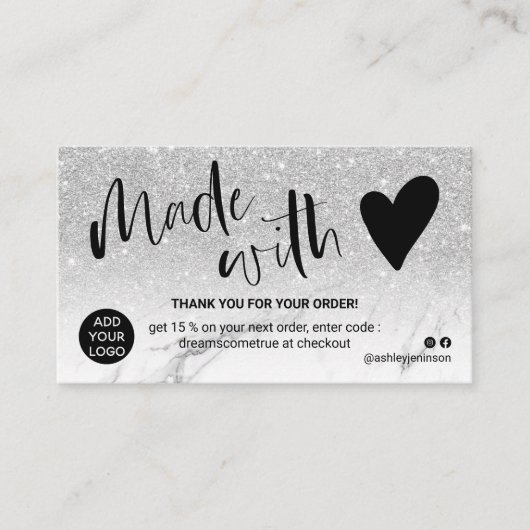 愛で作った白感謝してい大理石 名刺 (正面)