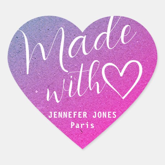 愛で作られたかわいいハート書道ピンク紫 ハートシール (正面)