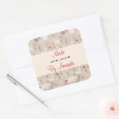 愛で作られたかわいい森の動物たち北欧パターン スクエアシール (封筒)