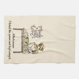 愛で作られたのでスプーンをなめたおもしろい キッチンタオル