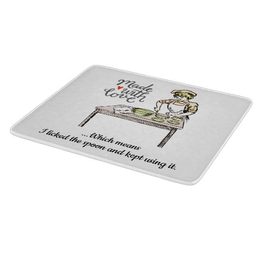 愛で作られたのでスプーンをなめた |おもしろい | カッティングボード (角)