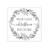 愛で作られたクリスマスリース パーソナライズされた ラバースタンプ (インプリント)