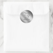 愛で作られたシルバーグレイかわいいハートシンボル名 ラウンドシール (バッグ)